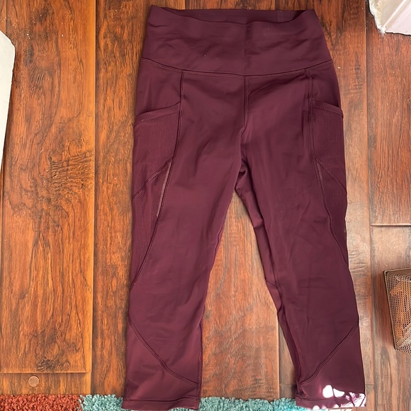 Lululemon crop maroon leggings size 6 - Picture 1 of 4